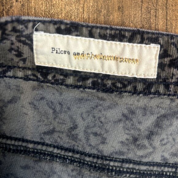 Pilcro & the Letterpress Anthropologie Green Black Floral Corduroy Jeans Size 30 - Picture 9 of 12
